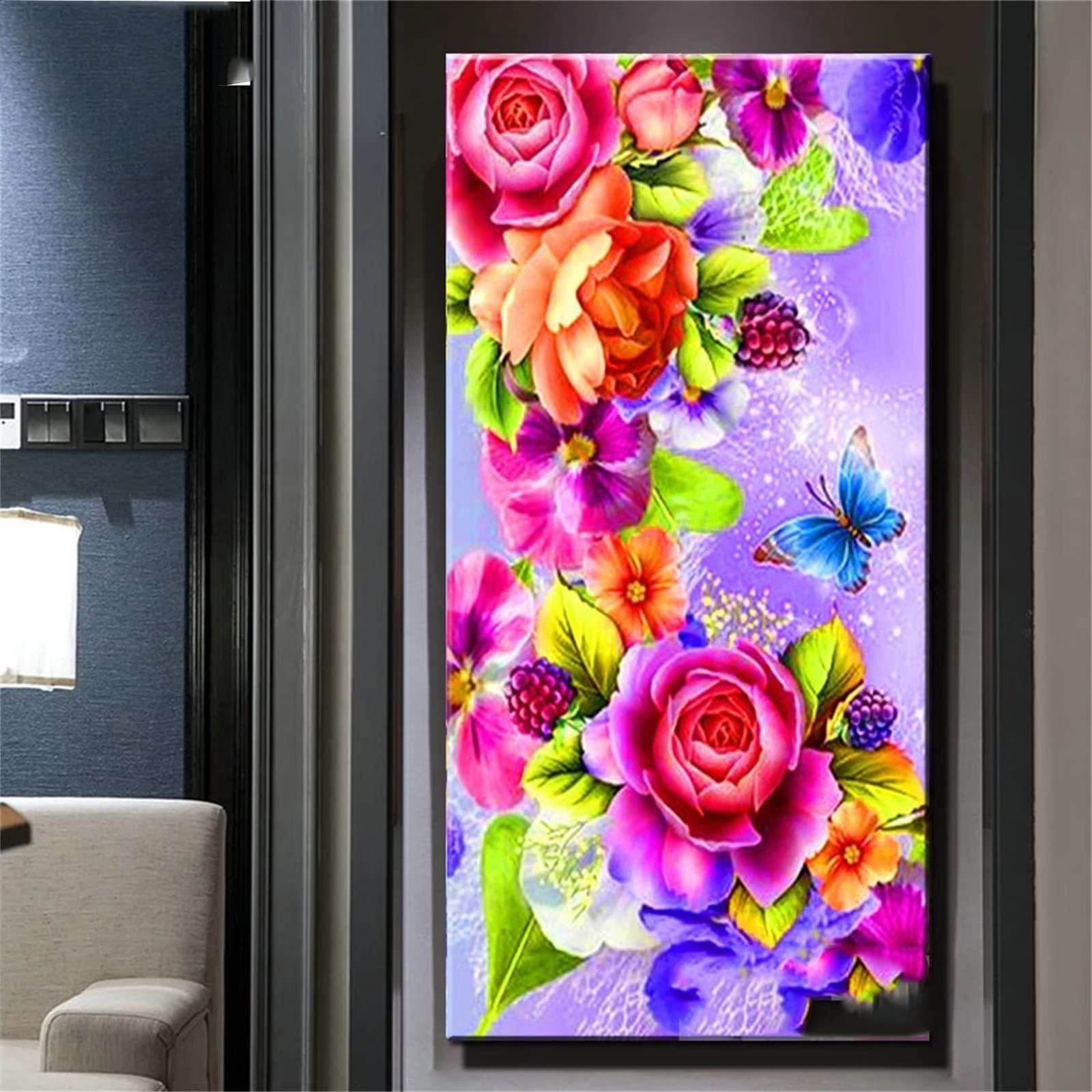 Amazon | 5dダイヤモンドアート 蝶のバラの花 ダイヤモンド塗装
